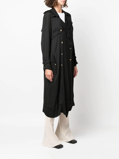 Pre-owned Lanvin 2008 Double-breasted Trench Coat In Black