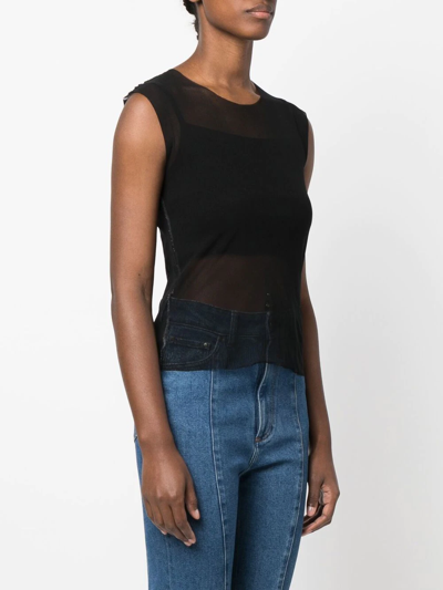Pre-owned Maison Margiela 2000s Sheer-panel T-shirt In Black