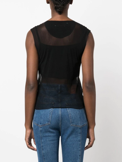 Pre-owned Maison Margiela 2000s Sheer-panel T-shirt In Black