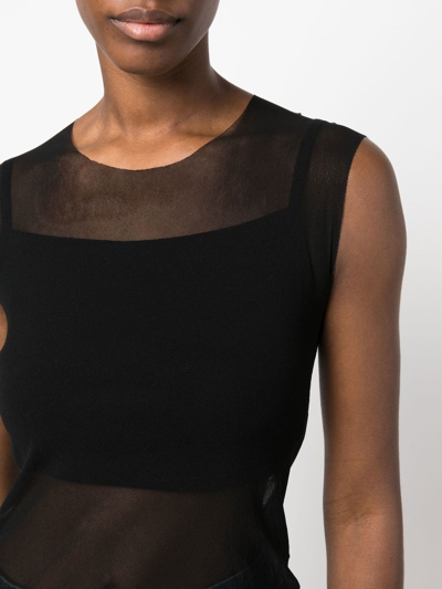 Pre-owned Maison Margiela 2000s Sheer-panel T-shirt In Black