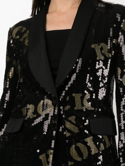 Pre-owned Moschino 2010s Rock N Roll Sequin-embellished Blazer In Black