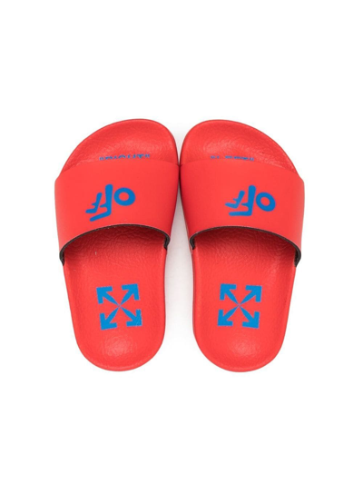 Shop Off-white Off Graphic-print Pool Slides In Red