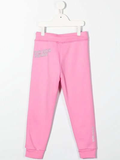 Shop Dsquared2 Logo-print Cotton Track Pants In Pink