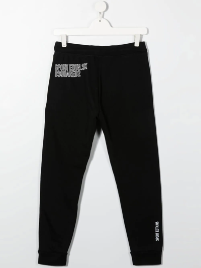 Shop Dsquared2 Teen Logo-print Track Pants In Black