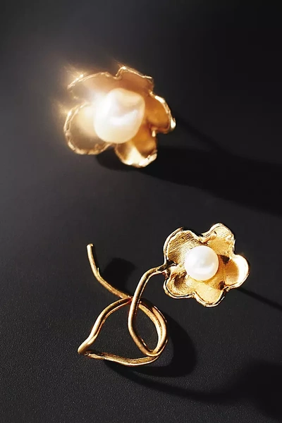 Shop Anita Berisha Pearl Studded Earrings In Gold