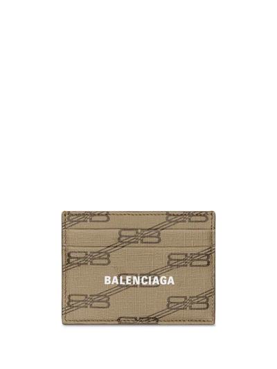 Shop Balenciaga Signature Monogram Card Holder In Neutrals