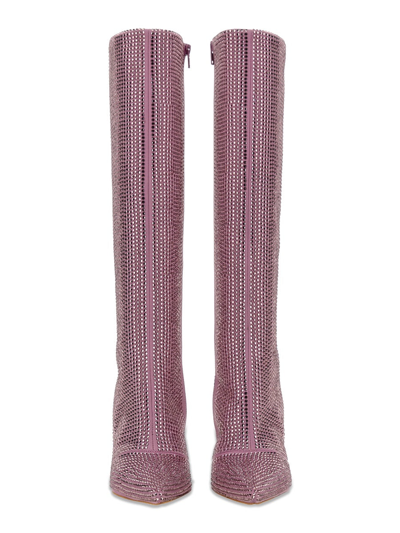 Leonie Hanne X Liu Jo High Boot With Rhinestones In Lilac