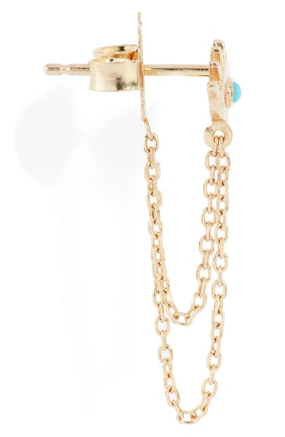 Shop Anzie X Mel Soldera Evil Eye Chain Earrings In Turquoise