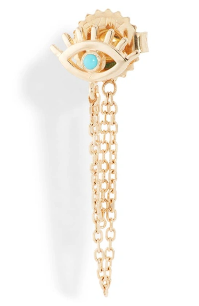 Shop Anzie X Mel Soldera Evil Eye Chain Earrings In Turquoise