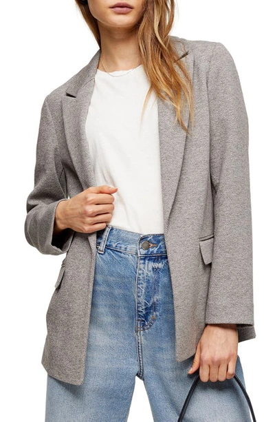 Topshop Marled Open Front Blazer In Grey ModeSens
