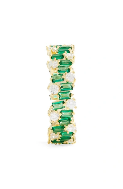 Shop Adinas Jewels Baguette X Solitaire Scattered Eternity Ring In Gold