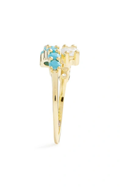 Shop Adinas Jewels Cubic Zircona Graduated Ring In Turquoise