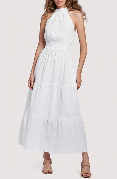 Shop Lost + Wander Mykonos Halter Neck Tiered Cotton Maxi Dress In White