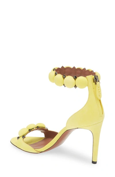 Alaïa Bombe Stud Suede Ankle-wrap High-heel Sandals In Jaune Citron