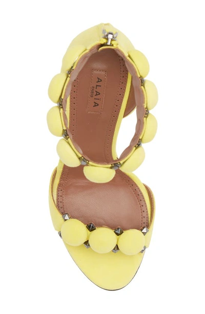 Alaïa Bombe Stud Suede Ankle-wrap High-heel Sandals In Jaune Citron