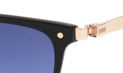 Shop Bmw Unisex 55mm Square Sunglasses In Shiny Black / Gradient Blue