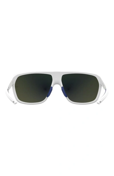 Shop Under Armour Dominate 62mm Oversize Rectangular Sunglasses In White Blue / Blue