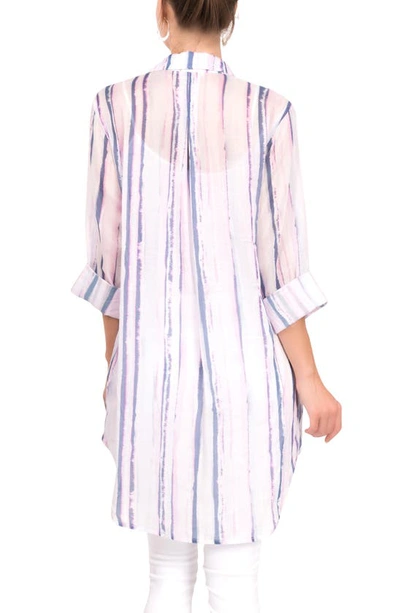 Shop Everyday Ritual Rick Floral Cotton & Silk Blend Sleep Shirt In Lanai Tie Dye