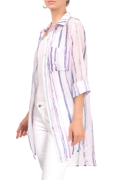 Shop Everyday Ritual Rick Floral Cotton & Silk Blend Sleep Shirt In Lanai Tie Dye