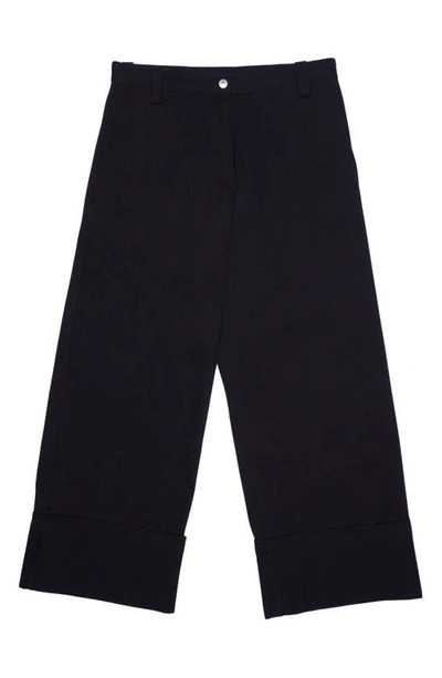Shop Moncler Genius 2 Moncler 1952 Crop Cuff Wide Leg Cotton Pants In Black