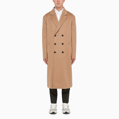 Shop Valentino | Camel-coloured Double-breasted Coat In Brown
