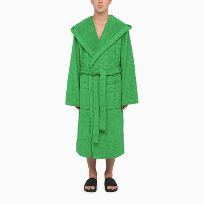 Shop Bottega Veneta Green Bathrobe With Motif In Relief