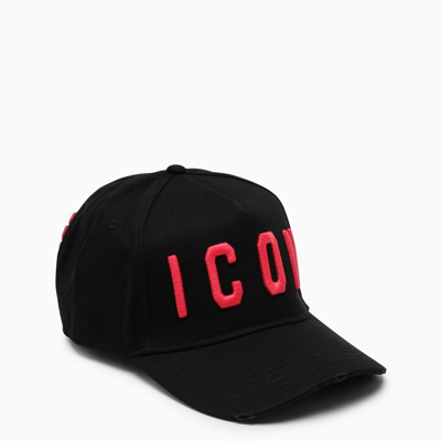 Shop Dsquared2 Black/fuchsia Icon Baseball Cap