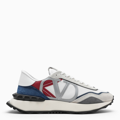 Shop Valentino White And Blue Netrunner Sneakers In Multicolor