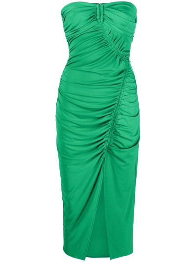 Shop Self-portrait Strapless Dress In Green
