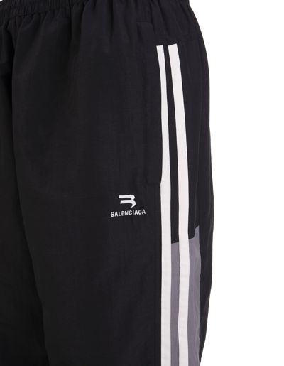 Shop Balenciaga Man Sporty B Joggers In Black Technical Fabric In Black/grey