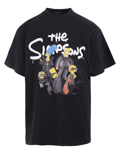 Shop Balenciaga Black Oversize T-shirt With The Simpsons Tm & © 20th Television Motif - Men