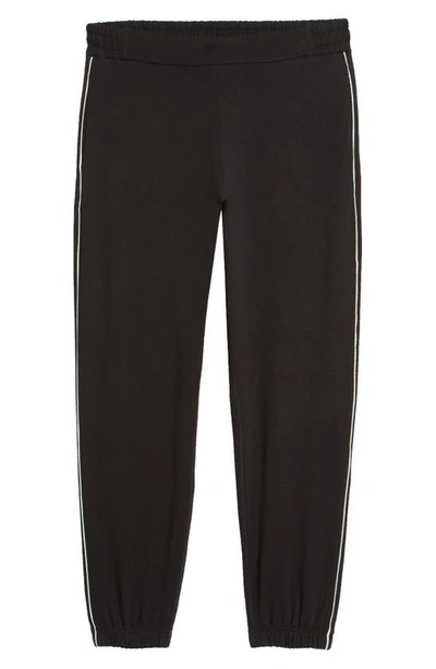 Shop Bedfellow Jogger Pajama Pants In Black With Mint Piping