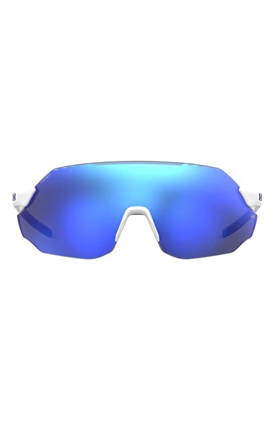 Shop Under Armour Halftime 99mm Shield Sport Sunglasses In White Blue / Blue ml Ol