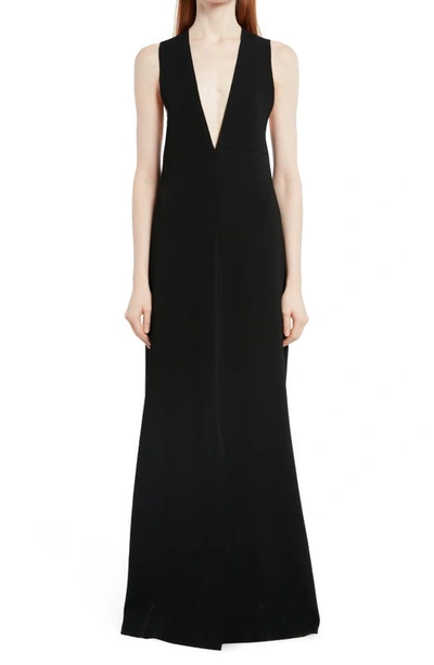 Shop The Row Ingmar Plunge Neck Twist Back Gown In Black