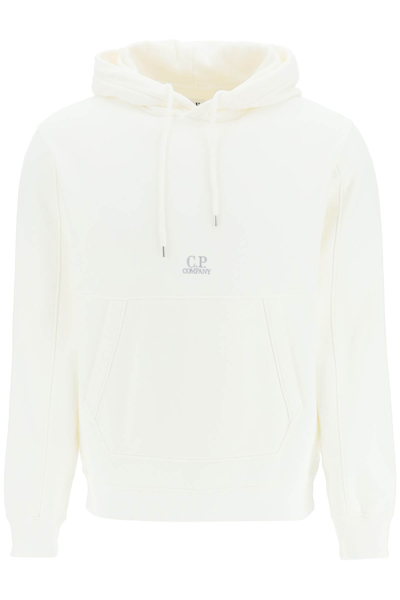 Shop C.p. Company Cp Company Logo-embroidered Hoodie In White