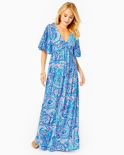 Shop Lilly Pulitzer Women's Minka Maxi Dress In Blue Size 12, Commotion In The Ocean -  In Blue