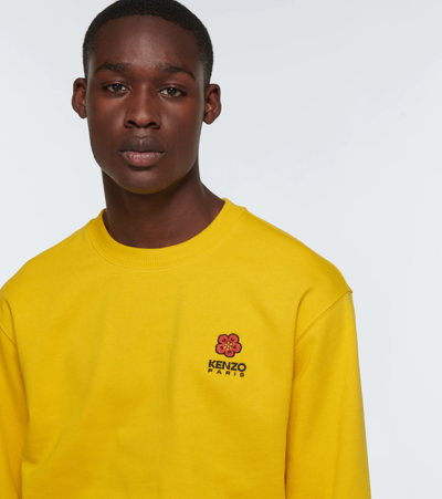 Shop Kenzo Logo Cotton Jersey Sweatshirt In Golden Yellow