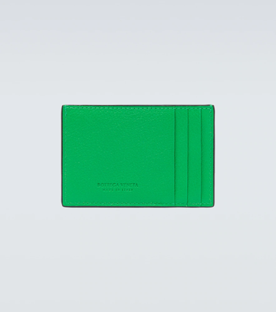 Shop Bottega Veneta Intreccio Leather Card Case In Parakeet-blk / Parak-s