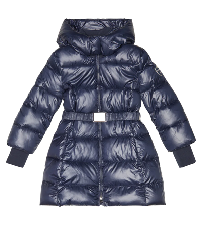Shop Monnalisa Belted Coat In Blu Scuro