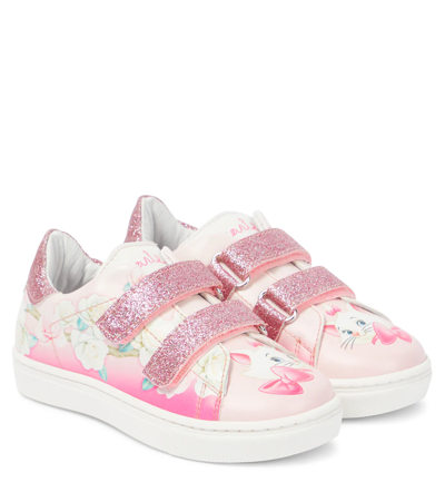 Shop Monnalisa Baby Glitter Sneakers In Panna/cipria