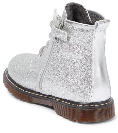 Shop Monnalisa Glitter-embellished Ankle Boots In Glitter Argento