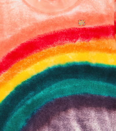 Acne Studios Kids' Mini Fairview Rainbow Face Patch Cotton Sweatshirt In Pastel Pink