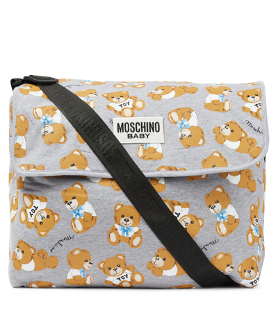 Shop Moschino Baby Printed Changing Bag In Grey Toy Peluche
