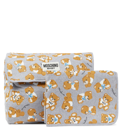 Shop Moschino Baby Printed Changing Bag In Grey Toy Peluche