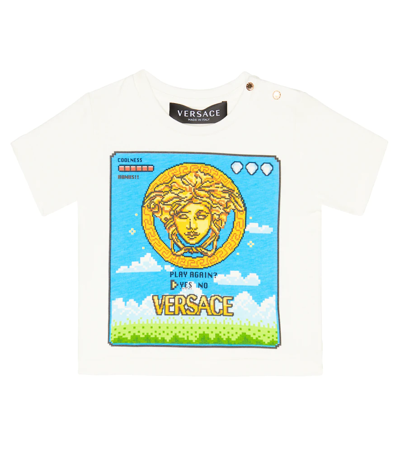 Shop Versace Baby Printed Cotton T-shirt In Bianco+multicolor
