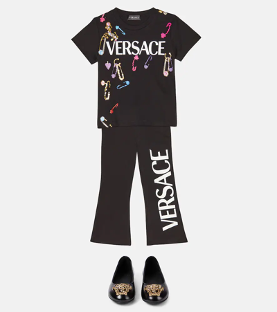 Shop Versace Printed Cotton T-shirt In Nero+multicolor