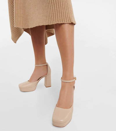 Gianvito Rossi Vian 70 Patent Platform Pump In Mousse