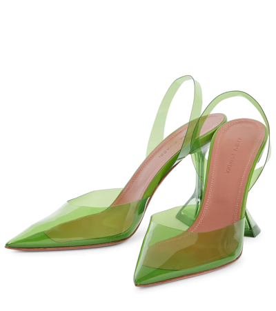 Amina Muaddi Holli Glass Pvc Slingback Pumps In Jungle