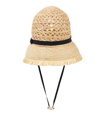 Shop Erdem Vacation Raffia Cloche Hat In Natural / Back
