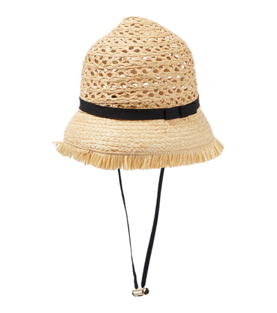 Shop Erdem Vacation Raffia Cloche Hat In Natural / Back